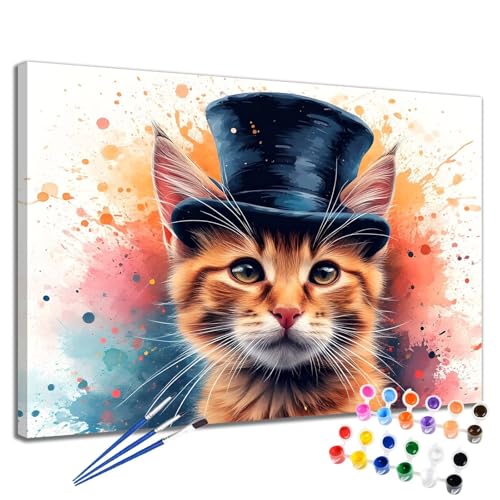 Katze Malen Nach Zahlen Erwachsene Farbe Malen Nach Zahlen Kinder ab 7 8 9 10 Jahre Mädchen DIY Handgemalt Ölgemälde Komplettset Leinwand Kit, Erwachsene Kreativ Home Decor Geschenk 40x50 cm 2W-42 von Meiaiao