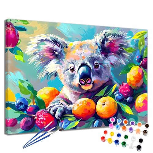 Koala Malen Nach Zahlen Erwachsene Obst Malen Nach Zahlen Kinder ab 7 8 9 10 Jahre Mädchen DIY Handgemalt Ölgemälde Komplettset Leinwand Kit, Erwachsene Kreativ Home Decor Geschenk 40x50 cm 2W-93 von Meiaiao