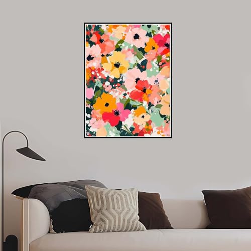 Malen Nach Zahlen Erwachsene, Blumen Malen Nach Zahlen Bunt, DIY Handgemalt Ölgemälde Leinwand Set für Anfänger Kinder Inklusive Pinsel und Acrylfarben, Frauen Hobby Bastelset mit Rahmen 60x90cm-DK481 von Meiaiao