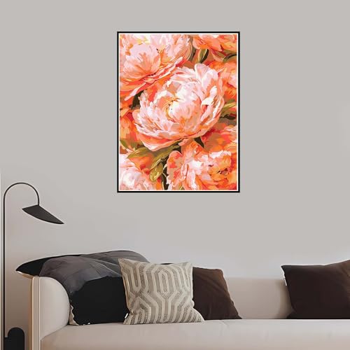 Malen Nach Zahlen Erwachsene, Blumen Malen Nach Zahlen Rosa, DIY Handgemalt Ölgemälde Leinwand Set für Anfänger Kinder Inklusive Pinsel und Acrylfarben, Frauen Hobby Bastelset mit Rahmen 40x50cm-DK782 von Meiaiao