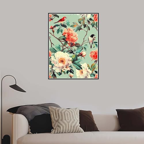 Malen Nach Zahlen Erwachsene, Blumen Malen Nach Zahlen Vogel, DIY Handgemalt Ölgemälde Leinwand Set Anfänger Kinder Inklusive Pinsel und Acrylfarben, Frauen Hobby Bastelset mit Rahmen 50x70 cm-DK792 von Meiaiao