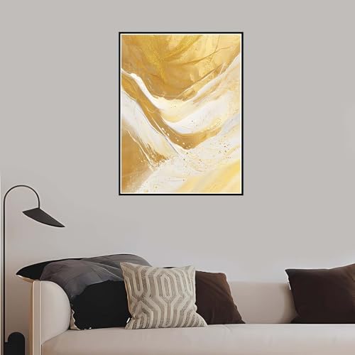 Malen Nach Zahlen Erwachsene, Gold Malen Nach Zahlen Weiß, DIY Handgemalt Ölgemälde Leinwand Set für Anfänger Kinder Inklusive Pinsel und Acrylfarben, Frauen Hobby Bastelset mit Rahmen 90x120 cm-DK604 von Meiaiao