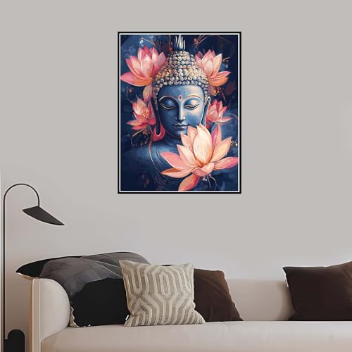 Malen Nach Zahlen Erwachsene, Gott Malen Nach Zahlen Lotus, DIY Handgemalt Ölgemälde Leinwand Set für Anfänger Kinder Inklusive Pinsel und Acrylfarben, Frauen Hobby Bastelset mit Rahmen 50x65 cm-DK577 von Meiaiao