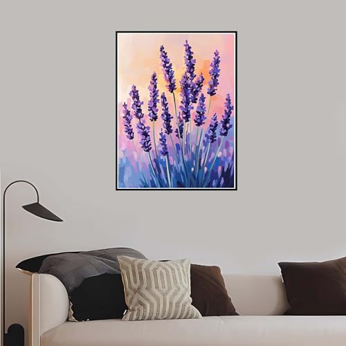 Malen Nach Zahlen Erwachsene, Lila Malen Nach Zahlen Lavendel, DIY Handgemalt Ölgemälde Leinwand Set Anfänger Kinder Inklusive Pinsel und Acrylfarben, Frauen Hobby Bastelset mit Rahmen 60x90 cm-DK592 von Meiaiao