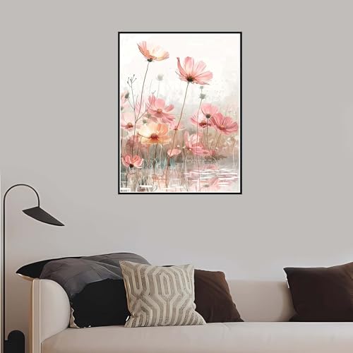 Malen Nach Zahlen Erwachsene, Rosa Malen Nach Zahlen Blumen, DIY Handgemalt Ölgemälde Leinwand Set Anfänger Kinder Inklusive Pinsel und Acrylfarben, Frauen Hobby Bastelset mit Rahmen 80x120 cm-DK776 von Meiaiao