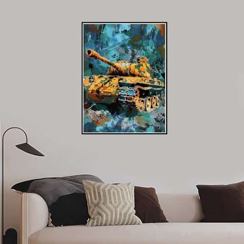 Malen Nach Zahlen Erwachsene, Tank Malen Nach Zahlen Auto, DIY Handgemalt Ölgemälde Leinwand Set für Anfänger Kinder Inklusive Pinsel und Acrylfarben, Frauen Hobby Bastelset mit Rahmen 40x50 cm-DK872 von Meiaiao