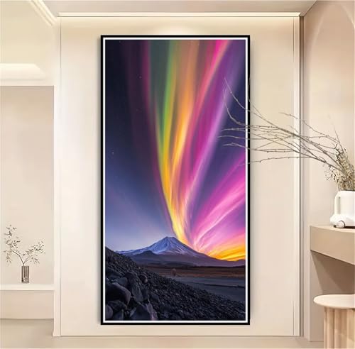 Malen Nach Zahlen Erwachsene Aurora Malen Nach Zahlen Berg Malen Nach Zahlen ab 7 Jahre Mädchen, DIY Bastelset Erwachsene mit Pinseln und Acrylfarbe für Deko, Geschenke für Frauen 50x100cm-1W1108 von Meiaiao