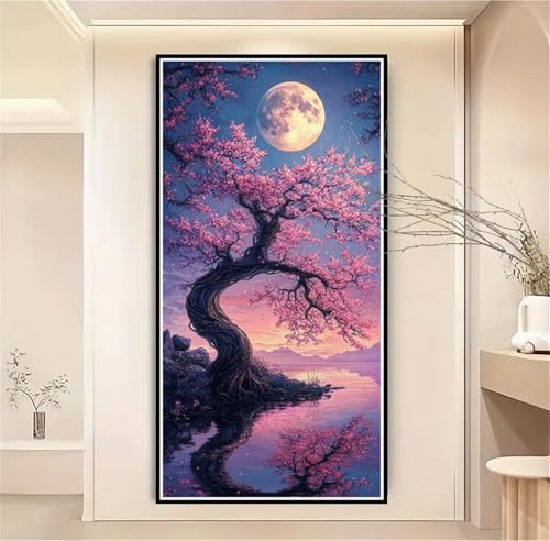 Malen Nach Zahlen Erwachsene Baum Malen Nach Zahlen Mond Malen Nach Zahlen ab 7 Jahre Mädchen, DIY Bastelset Erwachsene mit Pinseln und Acrylfarbe für Deko, Geschenke für Frauen 100x200cm-1W1117 von Meiaiao