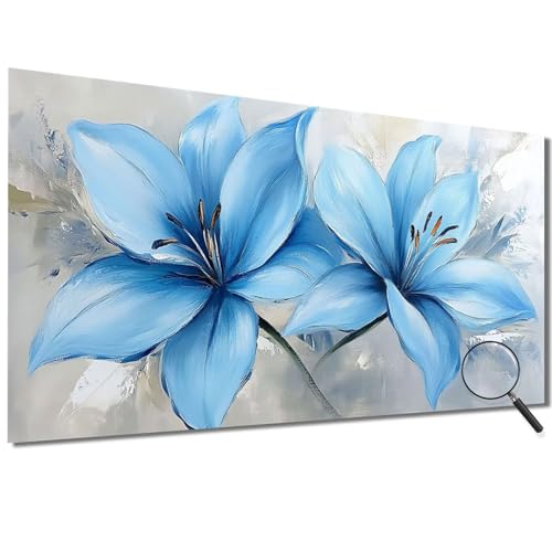 Malen Nach Zahlen Erwachsene Blume Malen Nach Zahlen Blau Malen Nach Zahlen ab 7 Jahre Mädchen, DIY Bastelset Erwachsene mit Pinseln und Acrylfarbe für Zimmer Deko, Geschenke für Frauen 70x140cm-1W491 von Meiaiao