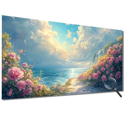 Malen Nach Zahlen Erwachsene Blume Malen Nach Zahlen Meer Malen Nach Zahlen ab 7 Jahre Mädchen, DIY Bastelset Erwachsene mit Pinseln und Acrylfarbe für Zimmer Deko, Geschenke für Frauen 70x140cm-1W485 von Meiaiao