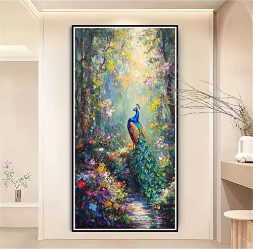 Malen Nach Zahlen Erwachsene Blume Malen Nach Zahlen Pfau Malen Nach Zahlen ab 7 Jahre Mädchen, DIY Bastelset Erwachsene mit Pinseln und Acrylfarbe für Deko, Geschenke für Frauen 100x200cm-1W915 von Meiaiao