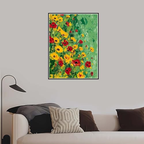 Malen Nach Zahlen Erwachsene Blumen, Malen Nach Zahlen Gänseblümchen paint by numbers DIY Handgemalt Ölgemälde Bastelset für Anfänger kinder kreativ Geschenk, Wohnzimmer Deko 90x120cm mit Rahmen-DK528 von Meiaiao