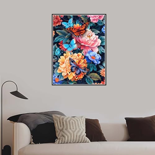 Malen Nach Zahlen Erwachsene Blumen, Malen Nach Zahlen Schmetterling paint by numbers DIY Handgemalt Ölgemälde Bastelset für Anfänger kinder kreativ Geschenk, Wohnzimmer Deko 90x120cm mit Rahmen-DK765 von Meiaiao