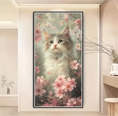 Malen Nach Zahlen Erwachsene Groß 100x200cm Katze, Malen Nach Zahlen Blume Malen Nach Zahlen Kinder, DIY Handgemalt Ölgemälde Leinwand Kreativ Set für Erwachsene, Geschenke für Frauen/Männer-1W1114 von Meiaiao