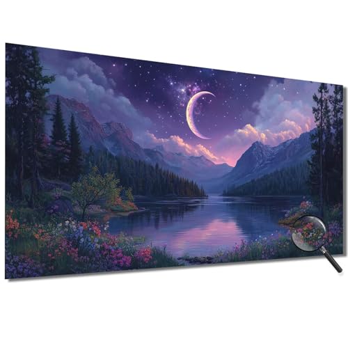 Malen Nach Zahlen Erwachsene Groß 100x200cm Landschaft, Malen Nach Zahlen Mond Malen Nach Zahlen Kinder, DIY Handgemalt Ölgemälde Leinwand Kreativ Set für Erwachsene, Geschenke für Frauen/Männer-1W94 von Meiaiao