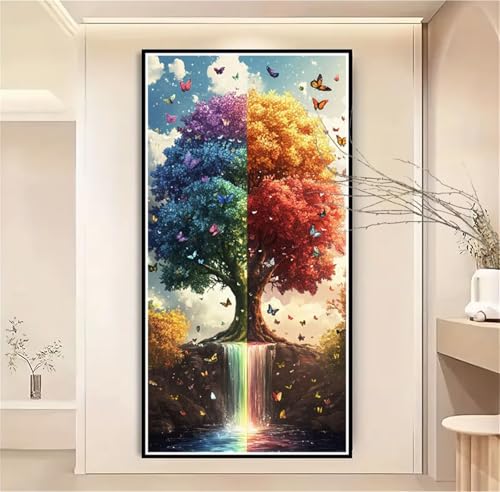 Malen Nach Zahlen Erwachsene Groß 100x200cm Schmetterling,Malen Nach Zahlen Baum Paint by Numbers Kids,DIY Handgemalt Ölgemälde Leinwand Kreativ Set für Erwachsene,Geschenke für Frauen/Männer-1W1119 von Meiaiao