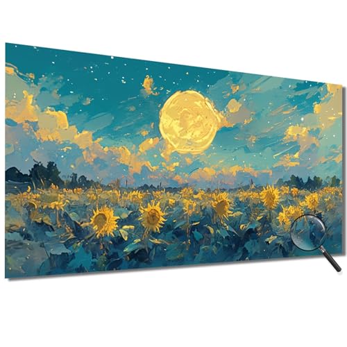 Malen Nach Zahlen Erwachsene Groß 30x60cm Sonnenblume, Malen Nach Zahlen Mond Malen Nach Zahlen Kinder, DIY Handgemalt Ölgemälde Leinwand Kreativ Set für Erwachsene, Geschenke für Frauen/Männer-1W481 von Meiaiao