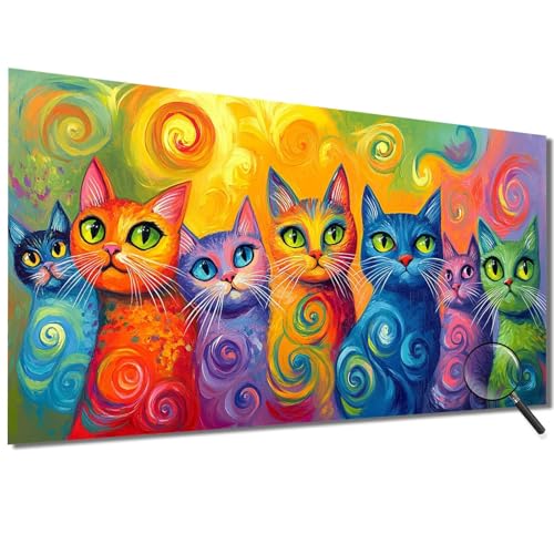 Malen Nach Zahlen Erwachsene Groß 60x120cm Katze, Malen Nach Zahlen Abstrakt Malen Nach Zahlen Kinder, DIY Handgemalt Ölgemälde Leinwand Kreativ Set für Erwachsene, Geschenke für Frauen/Männer-1W560 von Meiaiao