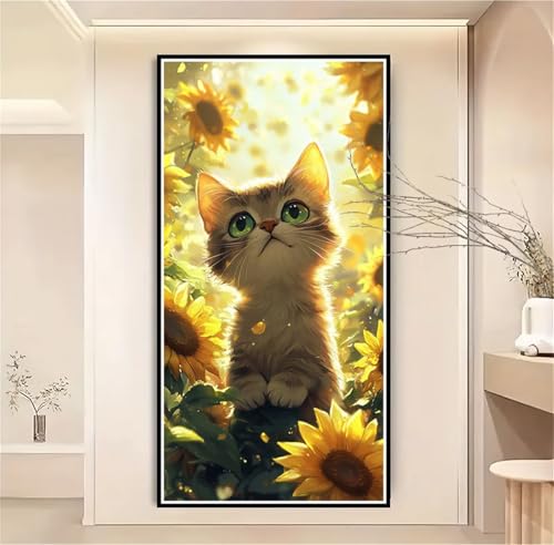 Malen Nach Zahlen Erwachsene Katze Malen Nach Zahlen Sonnenblume Malen Nach Zahlen ab 7 Jahre Mädchen,DIY Bastelset Erwachsene mit Pinseln und Acrylfarbe für Deko,Geschenke für Frauen 100x200cm-1W1096 von Meiaiao