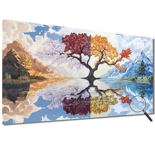 Malen Nach Zahlen Erwachsene Landschaft Malen Nach Zahlen Baum Malen Nach Zahlen ab 7 Jahre Mädchen, DIY Bastelset Erwachsene mit Pinseln und Acrylfarbe für Deko, Geschenke für Frauen 70x140cm-1W555 von Meiaiao