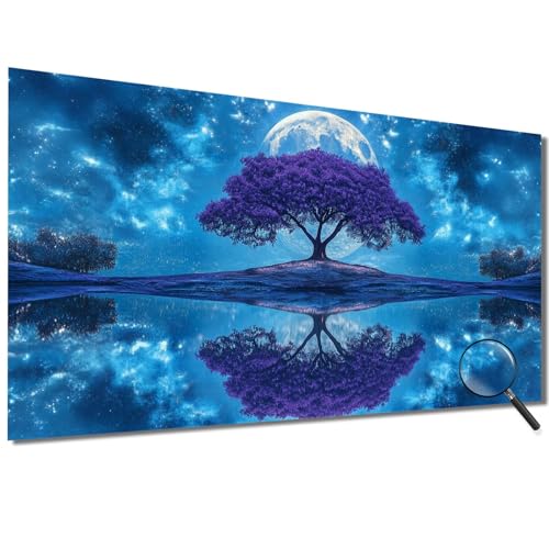 Malen Nach Zahlen Erwachsene Lila Baum Malen Nach Zahlen Mond Malen Nach Zahlen ab 7 Jahre Mädchen, DIY Bastelset Erwachsene mit Pinseln und Acrylfarbe für Deko, Geschenke für Frauen 100x200cm-1W6 von Meiaiao