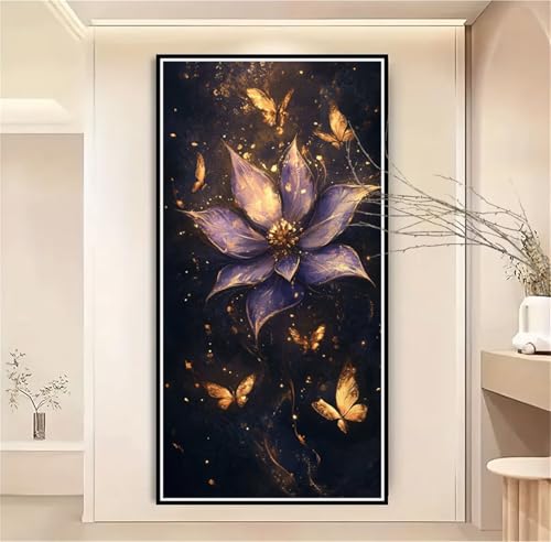 Malen Nach Zahlen Erwachsene Lila Blume Malen Nach Zahlen Schmetterling Malen Nach Zahlen ab 7 Jahre,Bastelset Erwachsene mit Pinseln und Acrylfarbe für Deko,Geschenke für Frauen 50x100cm-1W1098 von Meiaiao