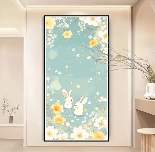 Malen Nach Zahlen Erwachsene Plum Boss Malen Nach Zahlen Kaninchen Malen Nach Zahlen ab 7 Jahre Mädchen, Bastelset Erwachsene mit Pinseln und Acrylfarbe für Deko,Geschenke für Frauen 50x100cm-1W1095 von Meiaiao