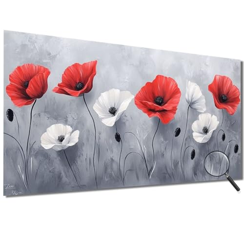 Malen Nach Zahlen Erwachsene Rot Malen Nach Zahlen Blumen Malen Nach Zahlen ab 7 Jahre Mädchen, DIY Bastelset Erwachsene mit Pinseln und Acrylfarbe für Zimmer Deko, Geschenke für Frauen 100x200cm-1W76 von Meiaiao