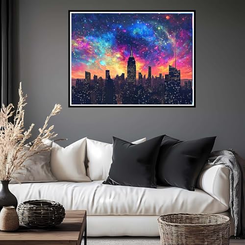 Malen Nach Zahlen Erwachsene Sternenhimmel, Malen Nach Zahlen Stadt paint by numbers DIY Handgemalt Ölgemälde Bastelset für Anfänger kinder kreativ Geschenk, Wohnzimmer Deko 90x120 cm mit Rahmen-DK912 von Meiaiao