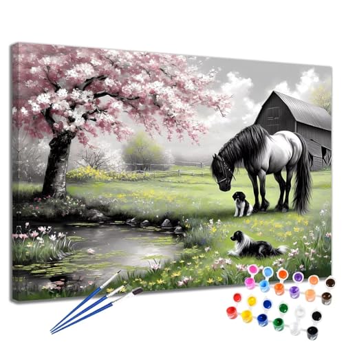 Malen Nach Zahlen Erwachsene Tier Malen Nach Zahlen Hund Groß Format 70x90 cm Handgemalt Ölgemälde, DIY Paint by Numbers Kit 3-Pinseln und Acrylfarbe, Kreativ Bastelset Als Geschenk für Frauen 2W-79 von Meiaiao