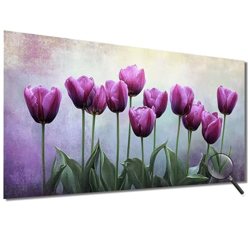 Malen Nach Zahlen Erwachsene Tulpe Malen Nach Zahlen Lila Malen Nach Zahlen ab 7 Jahre Mädchen, DIY Bastelset Erwachsene mit Pinseln und Acrylfarbe für Zimmer Deko, Geschenke für Frauen 80x160cm-1W672 von Meiaiao