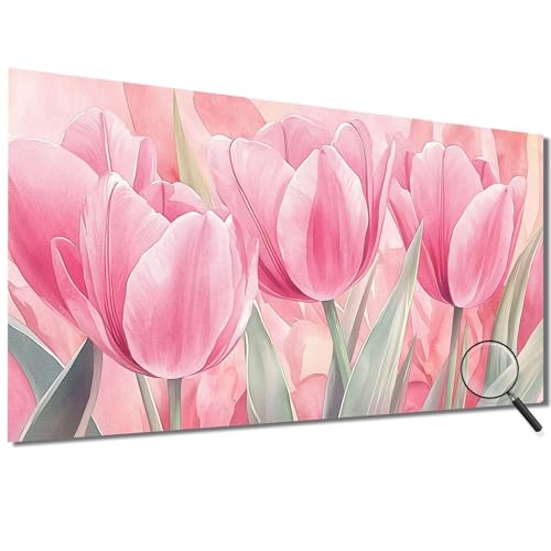 Malen Nach Zahlen Erwachsene Tulpe Malen Nach Zahlen Rosa Malen Nach Zahlen ab 7 Jahre Mädchen, DIY Bastelset Erwachsene mit Pinseln und Acrylfarbe für Zimmer Deko, Geschenke für Frauen 70x140cm-1W571 von Meiaiao