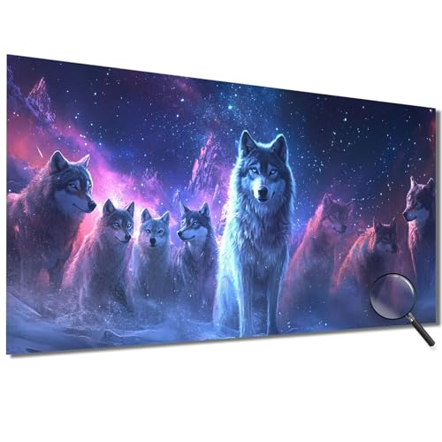 Malen Nach Zahlen Erwachsene Wolf Malen Nach Zahlen Sternenhimmel Malen Nach Zahlen ab 7 Jahre Mädchen, DIY Bastelset Erwachsene mit Pinseln und Acrylfarbe für Deko, Geschenke für Frauen 30x60cm-1W649 von Meiaiao