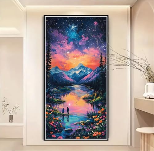 Malen Nach Zahlen Kinder Blume Malen Nach Zahlen Erwachsene Sternenhimmel Malen Nach Zahlen XXL 40x80cm,Paint by Numbers DIY Set Erwachsene für Deko Wohnzimmer,Geschenke für Frauen,Ohne Rahmen-1W1118 von Meiaiao