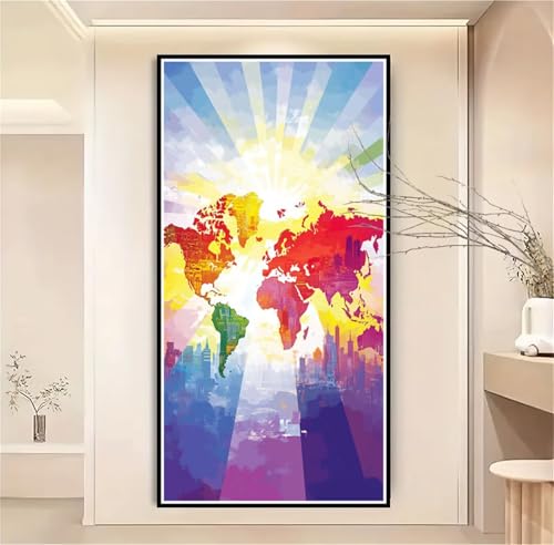 Malen Nach Zahlen Kinder Farbe Malen Nach Zahlen Erwachsene Weltkarte Malen Nach Zahlen XXL 100x200cm, Paint by Numbers DIY Set Erwachsene für Deko Wohnzimmer, Geschenke für Frauen, Ohne Rahmen-1W1113 von Meiaiao