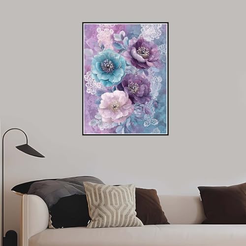 Malen nach Zahlen Blumen, Malen Nach Zahlen Erwachsene Lila mit Rahmen 80x120 cm, Paint by Numbers DIY Kreativ Bastelset Kinder Anfänger Handgemalt Ölgemälde für 5 6 7 8 9 Jahre Mädchen Geschenk-DK564 von Meiaiao