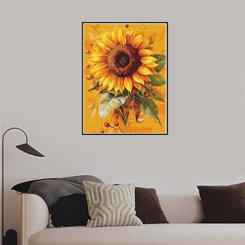 Malen nach Zahlen Blumen, Malen Nach Zahlen Erwachsene Sonnenblume mit Rahmen 90x120 cm, Paint by Numbers DIY Kreativ Bastelset Kinder Handgemalt Ölgemälde 5 6 7 8 9 Jahre Mädchen Geschenk-DK527 von Meiaiao