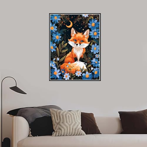 Malen nach Zahlen Fuchs, Malen Nach Zahlen Erwachsene Blume mit Rahmen 90x120 cm, Paint by Numbers DIY Kreativ Bastelset Kinder Anfänger Handgemalt Ölgemälde für 5 6 7 8 9 Jahre Mädchen Geschenk-DK767 von Meiaiao