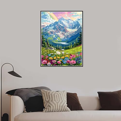 Malen nach Zahlen Natur, Malen Nach Zahlen Erwachsene Landschaft mit Rahmen 50x65 cm, Paint by Numbers DIY Kreativ Bastelset Kinder Anfänger Handgemalt Ölgemälde 5 6 7 8 9 Jahre Mädchen Geschenk-DK770 von Meiaiao