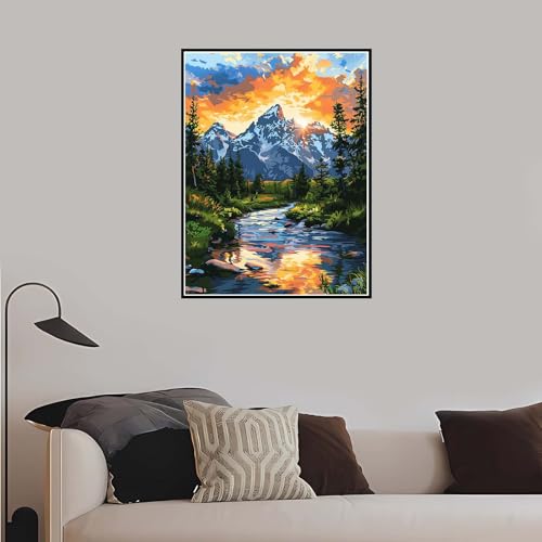 Malen nach Zahlen Natur, Malen Nach Zahlen Erwachsene Landschaft mit Rahmen 50x70 cm, Paint by Numbers DIY Kreativ Bastelset Kinder Anfänger Handgemalt Ölgemälde 5 6 7 8 9 Jahre Mädchen Geschenk-DK757 von Meiaiao