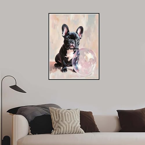 Malen nach Zahlen Niedlich, Malen Nach Zahlen Erwachsene Hund mit Rahmen 80x120 cm, Paint by Numbers DIY Kreativ Bastelset Kinder Anfänger Handgemalt Ölgemälde 5 6 7 8 9 Jahre Mädchen Geschenk-DK576 von Meiaiao