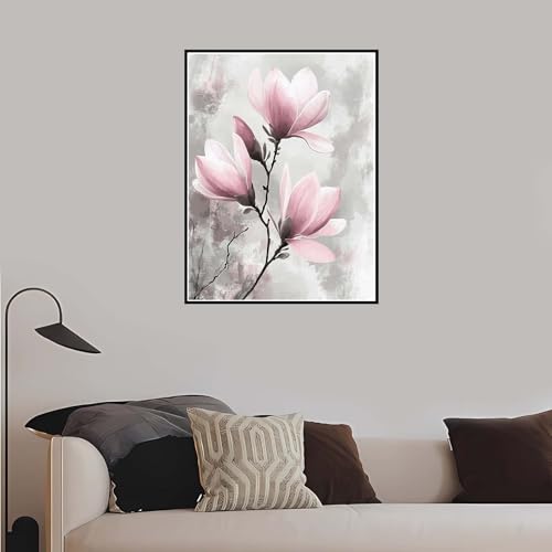 Malen nach Zahlen Rosa, Malen Nach Zahlen Erwachsene Magnolie mit Rahmen 90x120 cm, Paint by Numbers DIY Kreativ Bastelset Kinder Anfänger Handgemalt Ölgemälde 5 6 7 8 9 Jahre Mädchen Geschenk-DK593 von Meiaiao