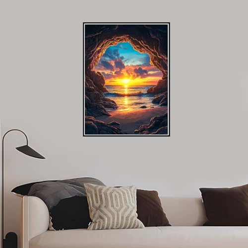 Malen nach Zahlen Sonnenuntergang, Malen Nach Zahlen Erwachsene Strand mit Rahmen 80x120 cm, Paint by Numbers DIY Kreativ Bastelset Kinder Handgemalt Ölgemälde 5 6 7 8 9 Jahre Mädchen Geschenk-DK534 von Meiaiao