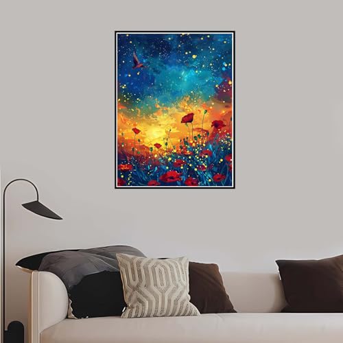 Malen nach Zahlen Sternenhimmel, Malen Nach Zahlen Erwachsene Blumen mit Rahmen 80x120 cm, Paint by Numbers DIY Kreativ Bastelset Kinder Handgemalt Ölgemälde 5 6 7 8 9 Jahre Mädchen Geschenk-DK756 von Meiaiao