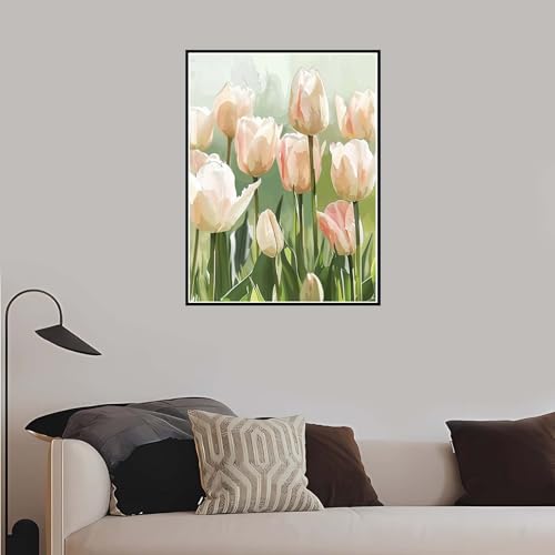 Malen nach Zahlen Tulpe, Malen Nach Zahlen Erwachsene Rosa mit Rahmen 90x120 cm, Paint by Numbers DIY Kreativ Bastelset Kinder Anfänger Handgemalt Ölgemälde für 5 6 7 8 9 Jahre Mädchen Geschenk-DK779 von Meiaiao