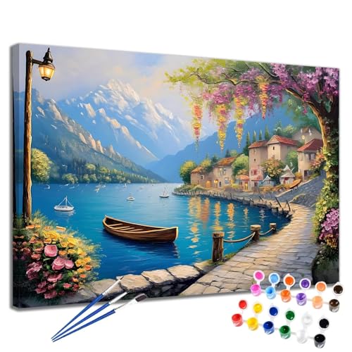 Stadt Malen Nach Zahlen Erwachsene Meer Malen Nach Zahlen Kinder ab 7 8 9 10 Jahre Mädchen DIY Handgemalt Ölgemälde Komplettset Leinwand Kit, Erwachsene Kreativ Home Decor Geschenk 40x50 cm 2W-141 von Meiaiao