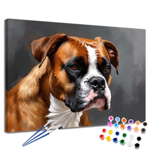 Tier Malen Nach Zahlen Erwachsene Hund Malen Nach Zahlen Kinder ab 7 8 9 10 Jahre Mädchen DIY Handgemalt Ölgemälde Komplettset Leinwand Kit, Erwachsene Kreativ Home Decor Geschenk 40x50 cm 2W-134 von Meiaiao