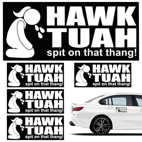 5 Stück Hawk Tuah Aufkleber,Hawk Tuah Sticker,Spit on That Thing Aufkleber,Wasserfester Lustiger Spit on That Thang Car,Hochwertige Vinyl-Aufkleber für Autofenster,Stoßstangen,Laptops von Meifiyu