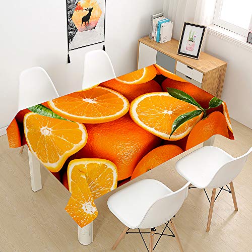 Meiju-shop Mateju 3D Bunte Tischdecke Abwaschbar, Furnily Rechteck Polyester Wasserdicht Fleckschutz Ölfest, Pflegeleicht Outdoor Garten Deko Mehrzweck (Orange,100x140cm) von Meiju-shop