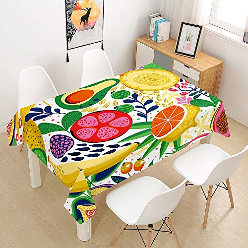 Meiju-shop Mateju 3D Bunte Tischdecke Abwaschbar, Furnily Rechteck Polyester Wasserdicht Fleckschutz Ölfest, Pflegeleicht Outdoor Garten Deko Mehrzweck (Sommer,100x140cm) von Meiju-shop